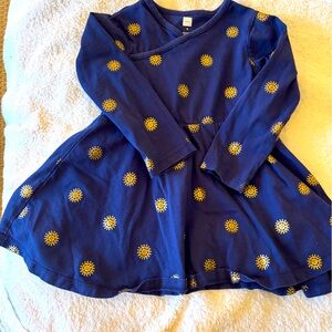 Tea Collection Blue Dress with Gold Sun Pattern